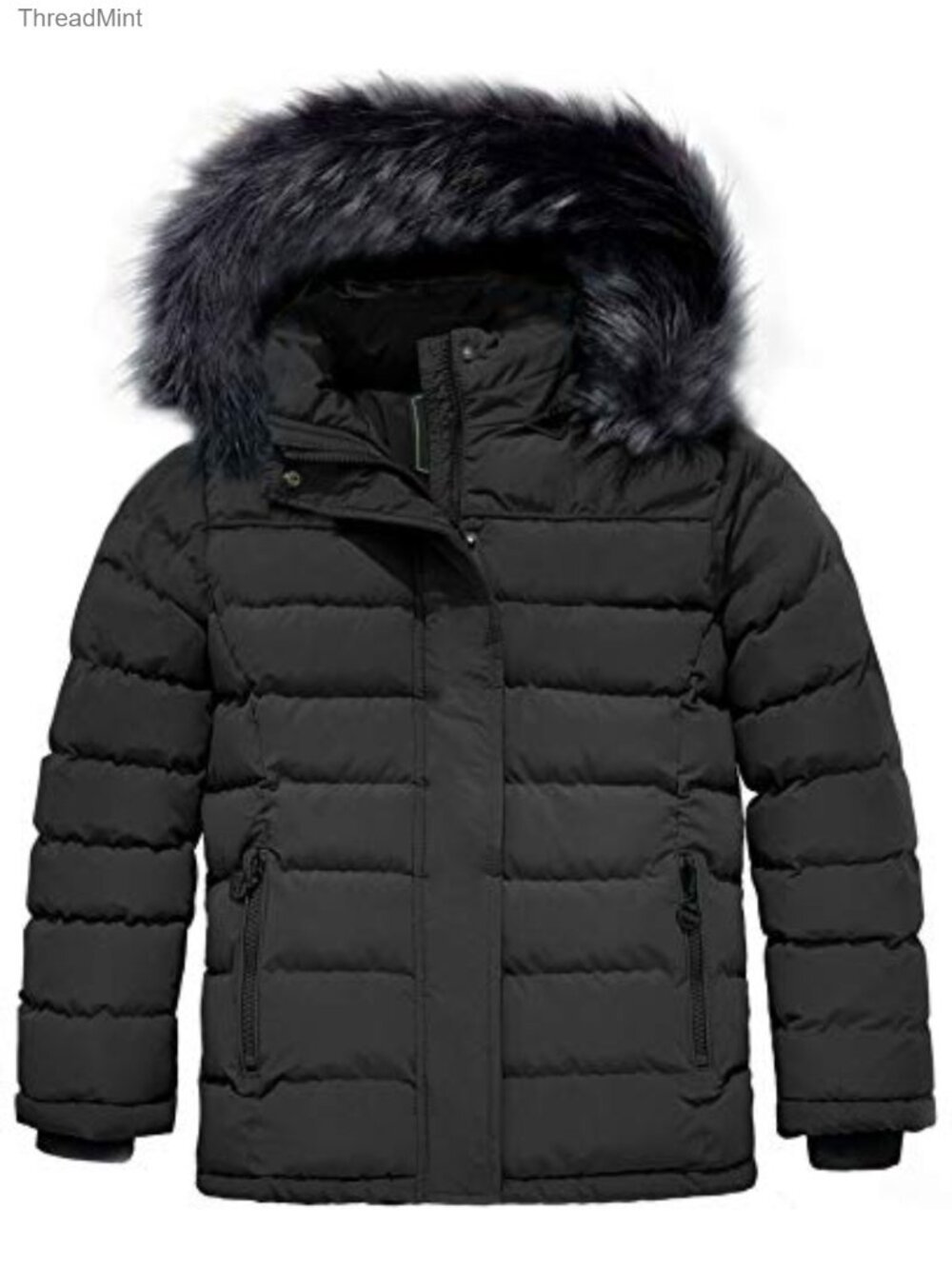 Girls Puffer Jacket Fleece Lined Warm Winter Coat Waterproof Windproof